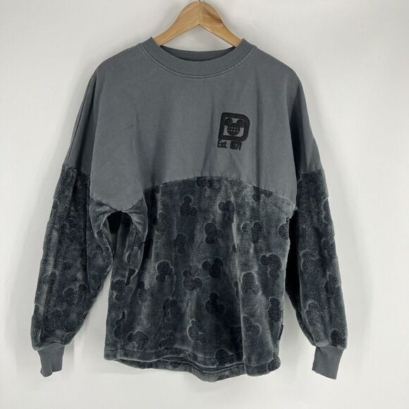 Spirit Jersey Walt Disney World T Shirt Size Small Gray Velour Mickey Mouse Icon - Picture 1 of 8